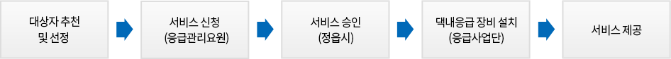 현황조사 및 대상자 추천 > 대상자 상담 > 서비스 승인 요청 > 서비스 승인 > 서비스 제공